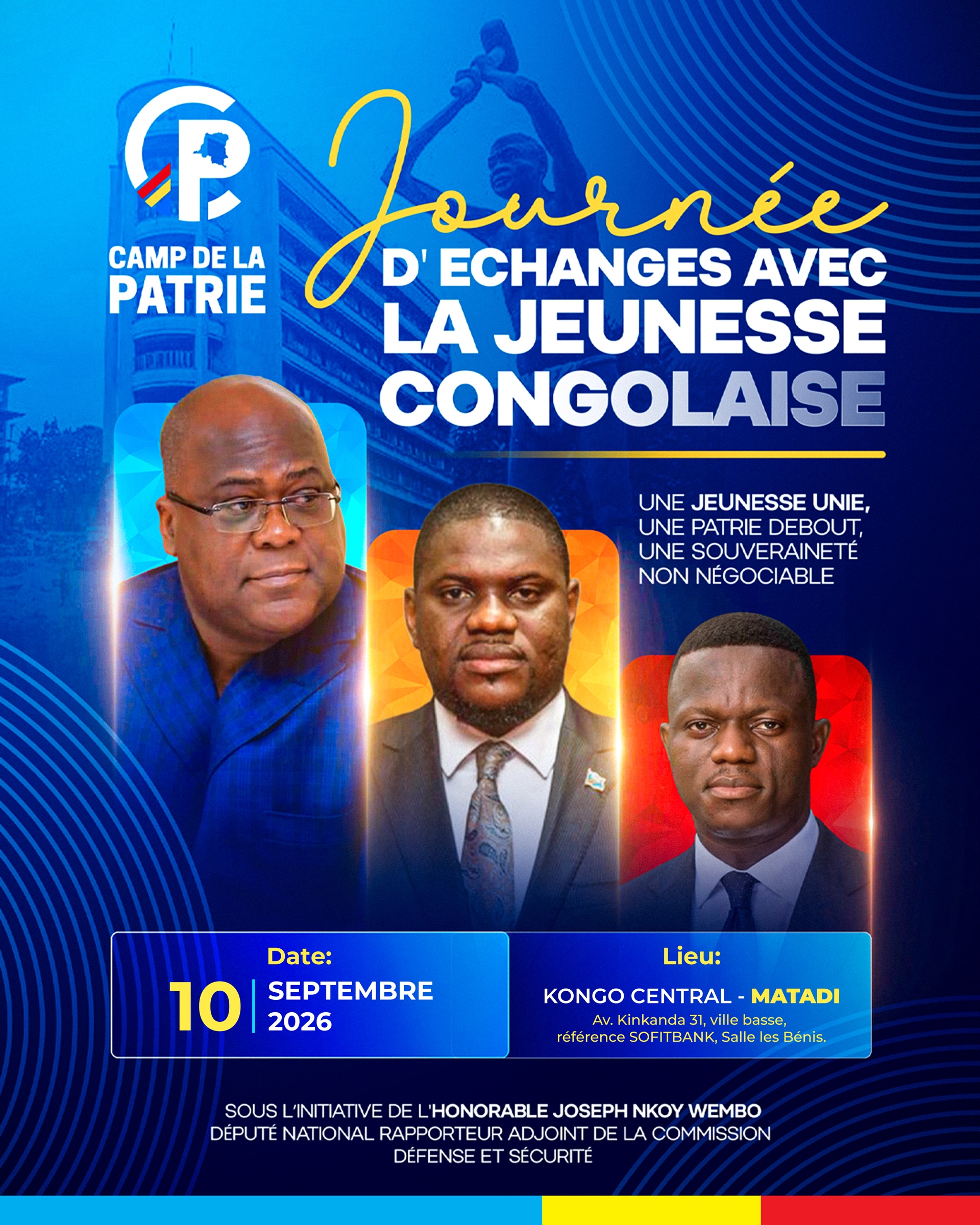 Affiche officielle CAMP DE LA PATRIE — MATADI, intervenants